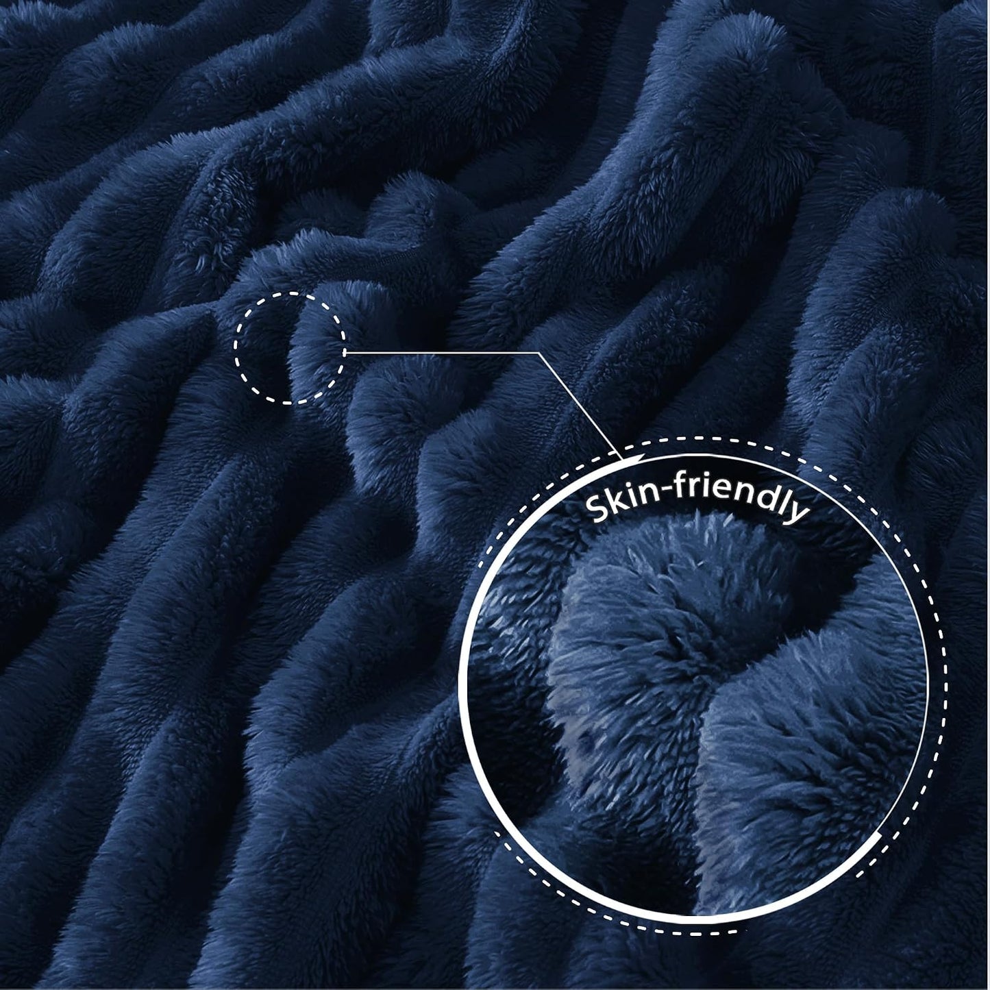Exclusivo Mezcla Throws Striped Jacquard Fleece Throw Blanket Navy Blue TWIN NEW