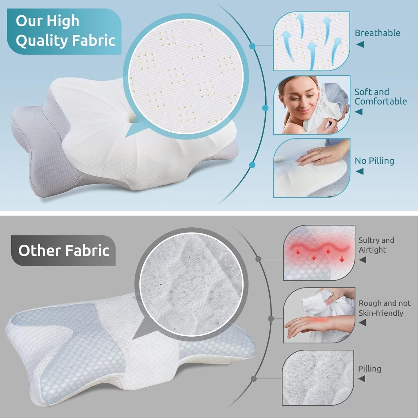 DONAMA Cooling Pillows Memory Foam Neck Pillow for Pain Relief Contoured NEW