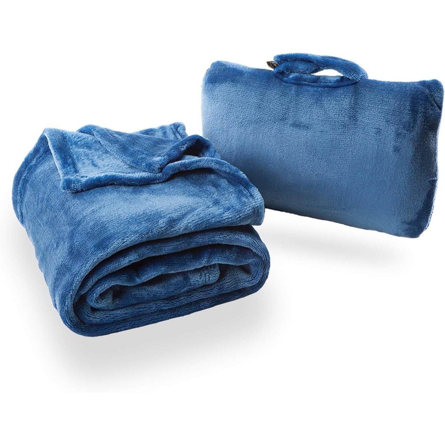Jotron Fold 'N Go Soft Microfiber Travel Pillow Blanket in Blue, One Size NEW