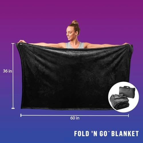 Jotron Fold 'N Go Soft Microfiber Travel Pillow Blanket in Blue, One Size NEW