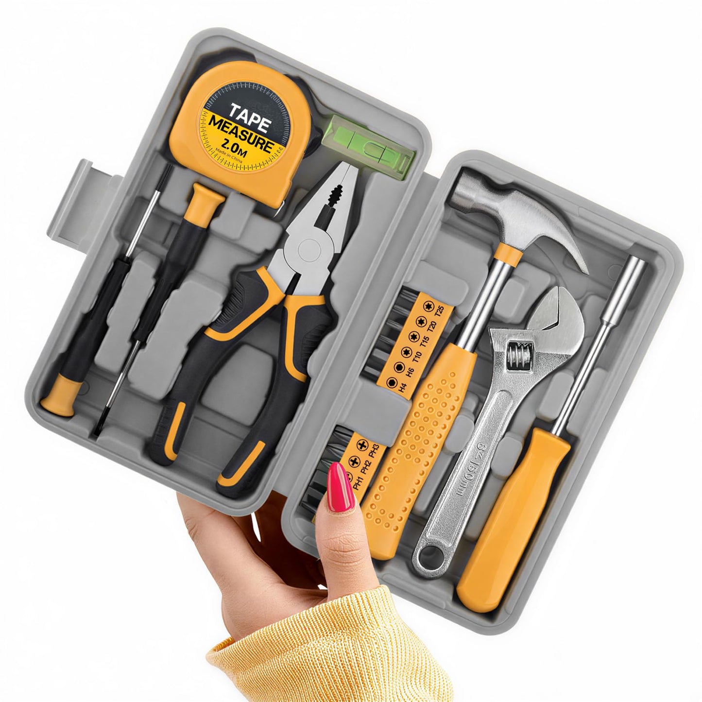 Elvesoar 20-Piece Basic Tool Kit Compact Home Set with Mini Storage Box NEW