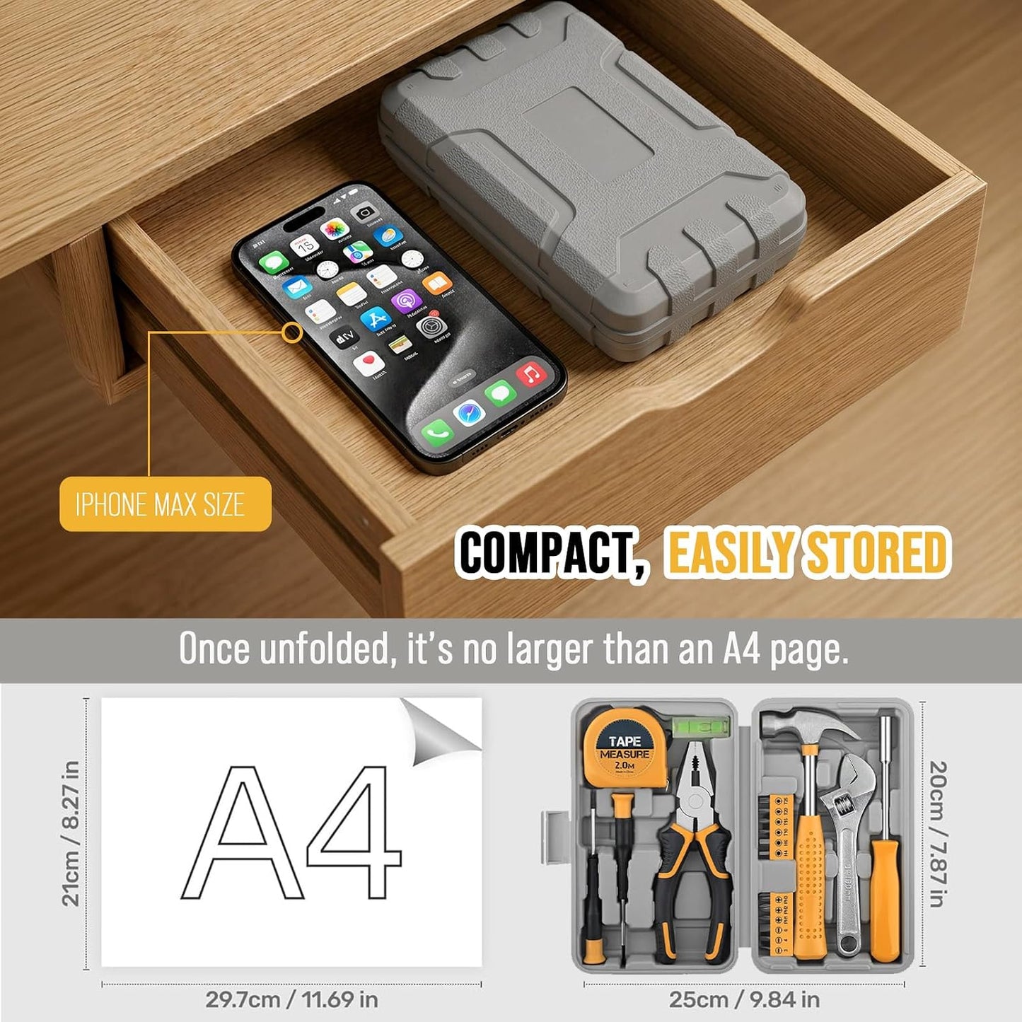 Elvesoar 20-Piece Basic Tool Kit Compact Home Set with Mini Storage Box NEW