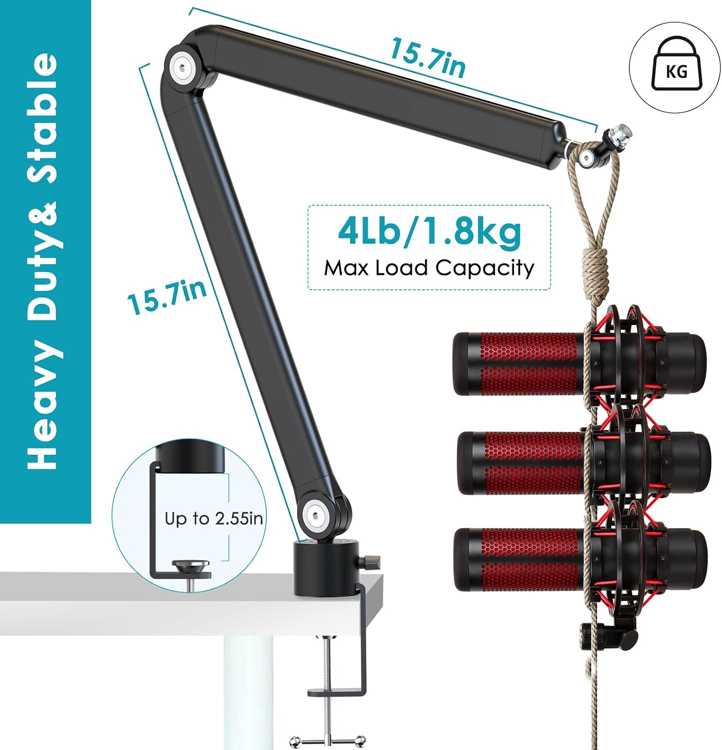 YOUSHARES Premium Stands Adjustable Microphone Boom Arm Stand for DEMO