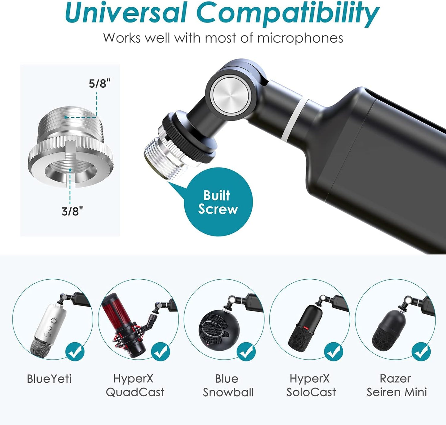 YOUSHARES Premium Stands Adjustable Microphone Boom Arm Stand for DEMO