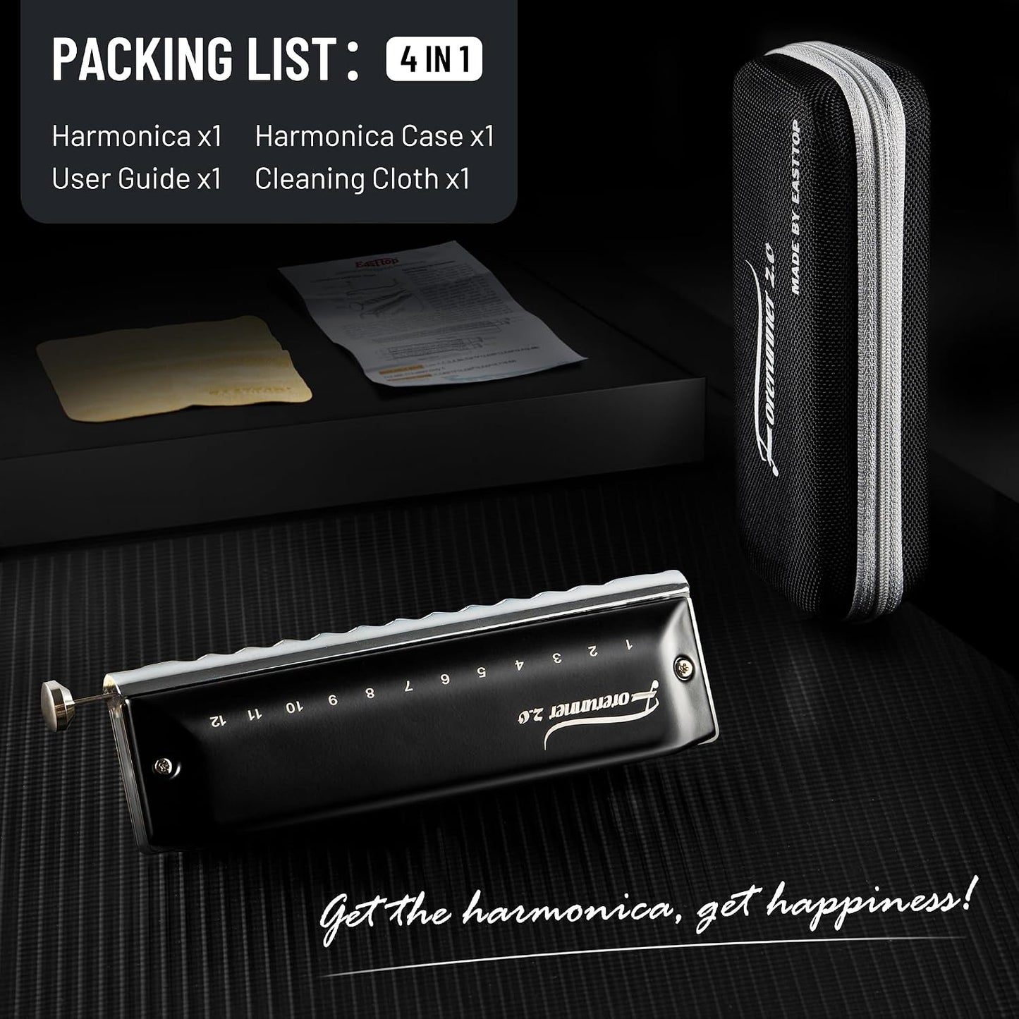 East Top Harmonicas 48-Tone Chromatic Harmonica - Professional 12-Hole NEW