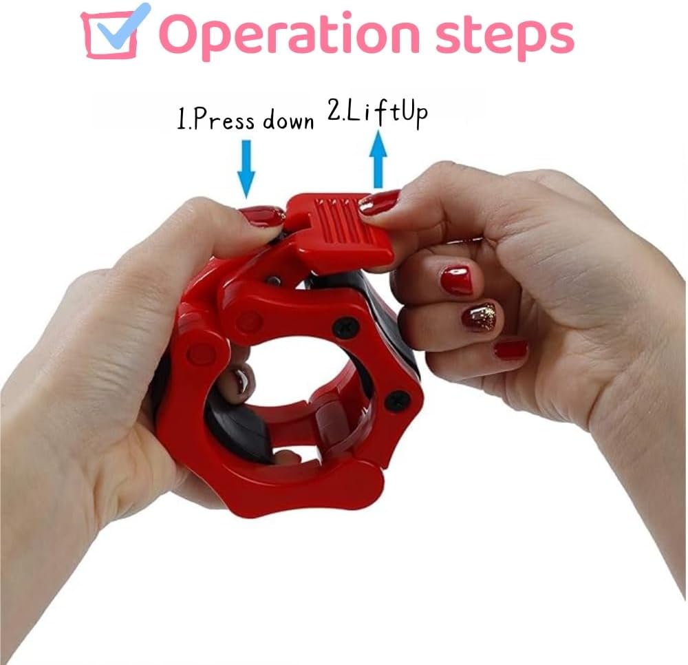 Hooyufac 25mm Red Barbell Collars Clamps Quick Release Weightlifting Clips NEW