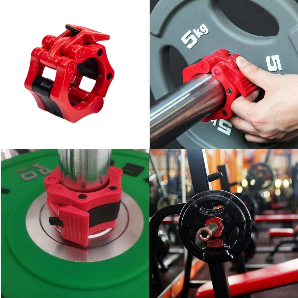 Hooyufac 25mm Red Barbell Collars Clamps Quick Release Weightlifting Clips NEW