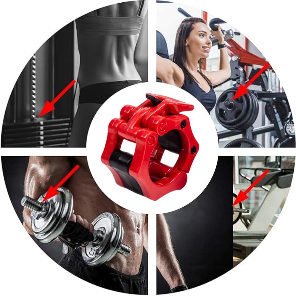 Hooyufac 25mm Red Barbell Collars Clamps Quick Release Weightlifting Clips NEW