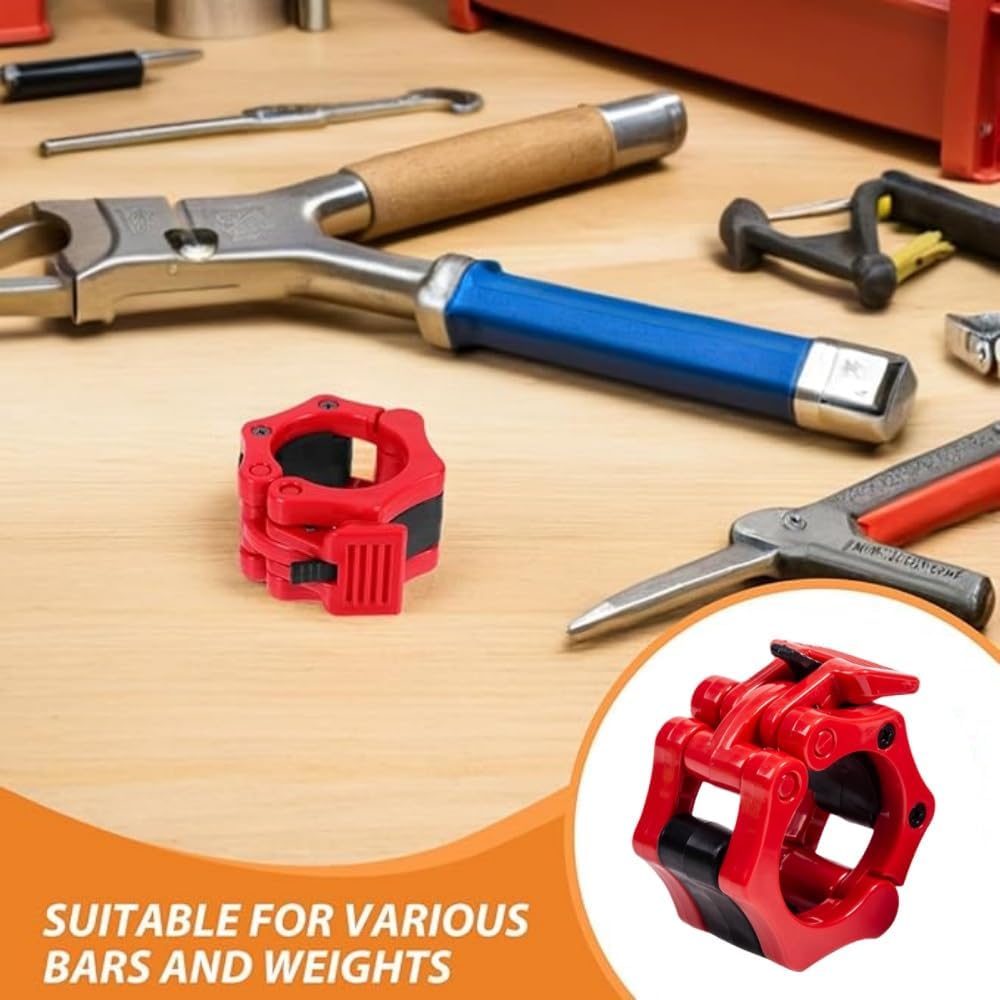 Hooyufac 25mm Red Barbell Collars Clamps Quick Release Weightlifting Clips NEW