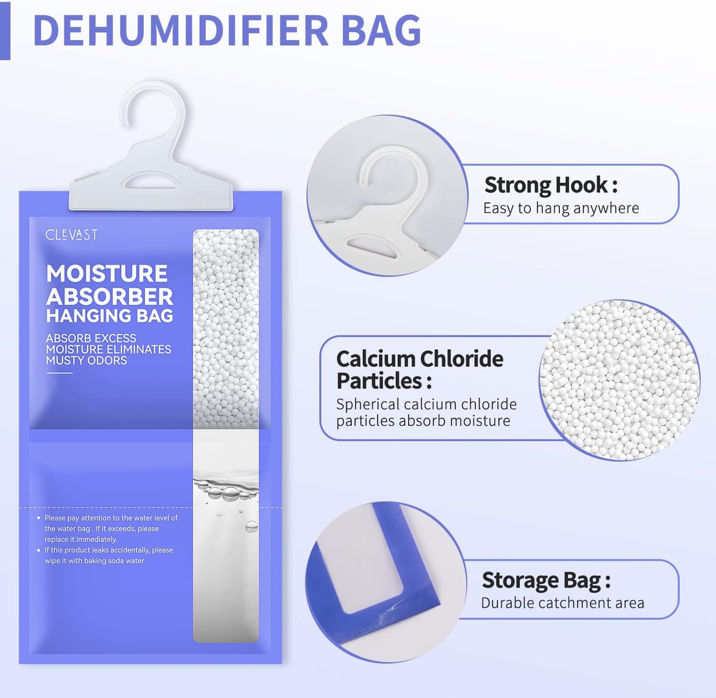 CLEVAST 10Pk Moisture Cleaning Absorbing Dehumidifier Bags for Closet NEW