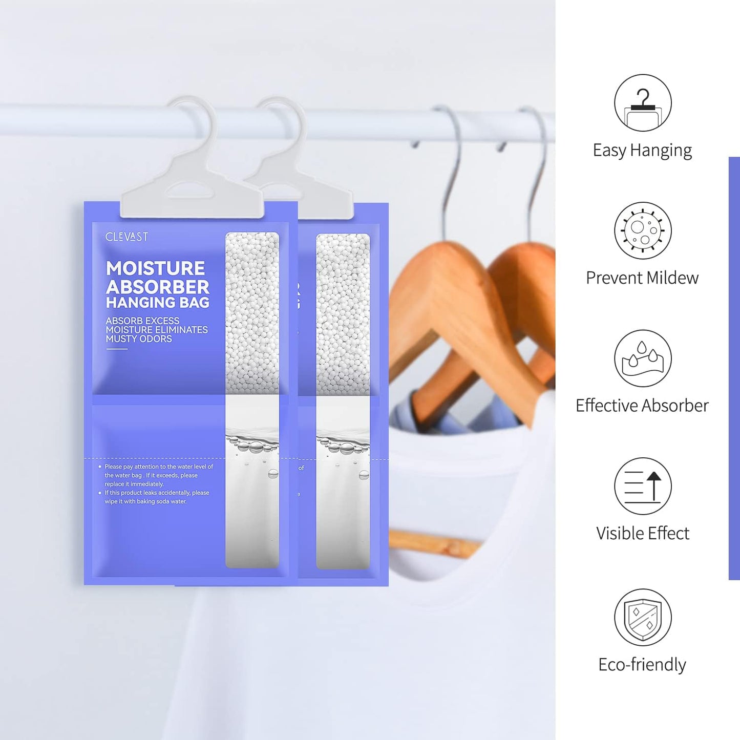 CLEVAST 10Pk Moisture Cleaning Absorbing Dehumidifier Bags for Closet NEW