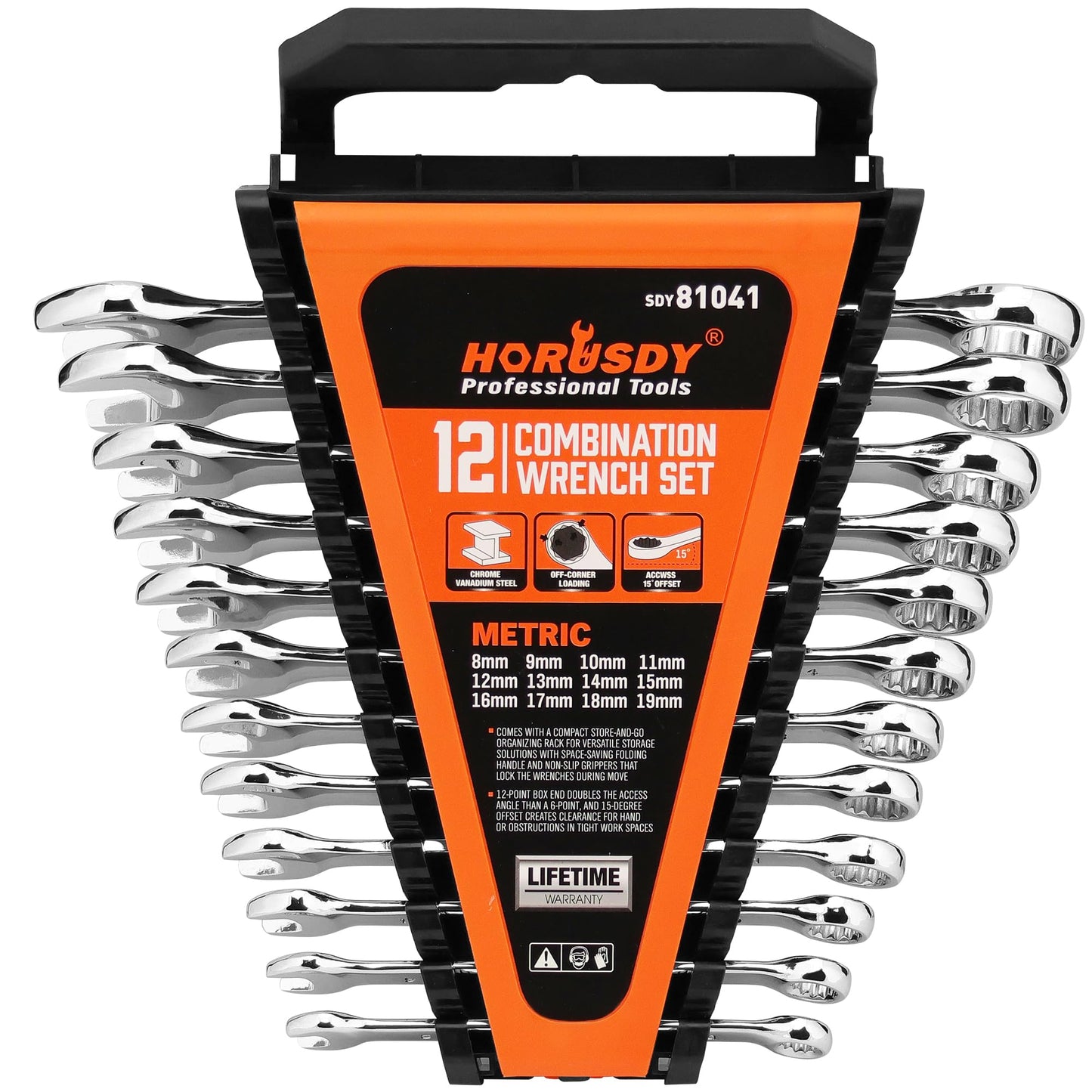HORUSDY 12-Piece Metric Combination Wrench Set Corrosion-Resistant Chrome NEW