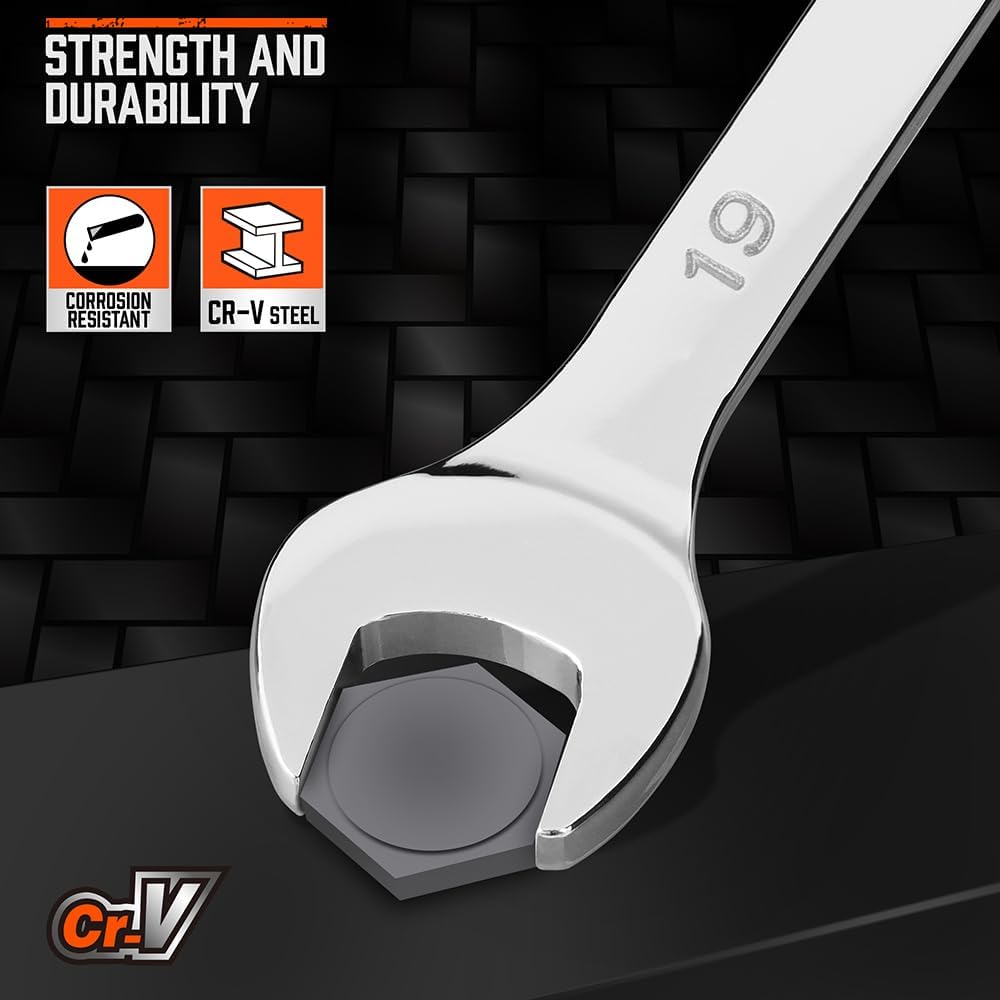 HORUSDY 12-Piece Metric Combination Wrench Set Corrosion-Resistant Chrome NEW