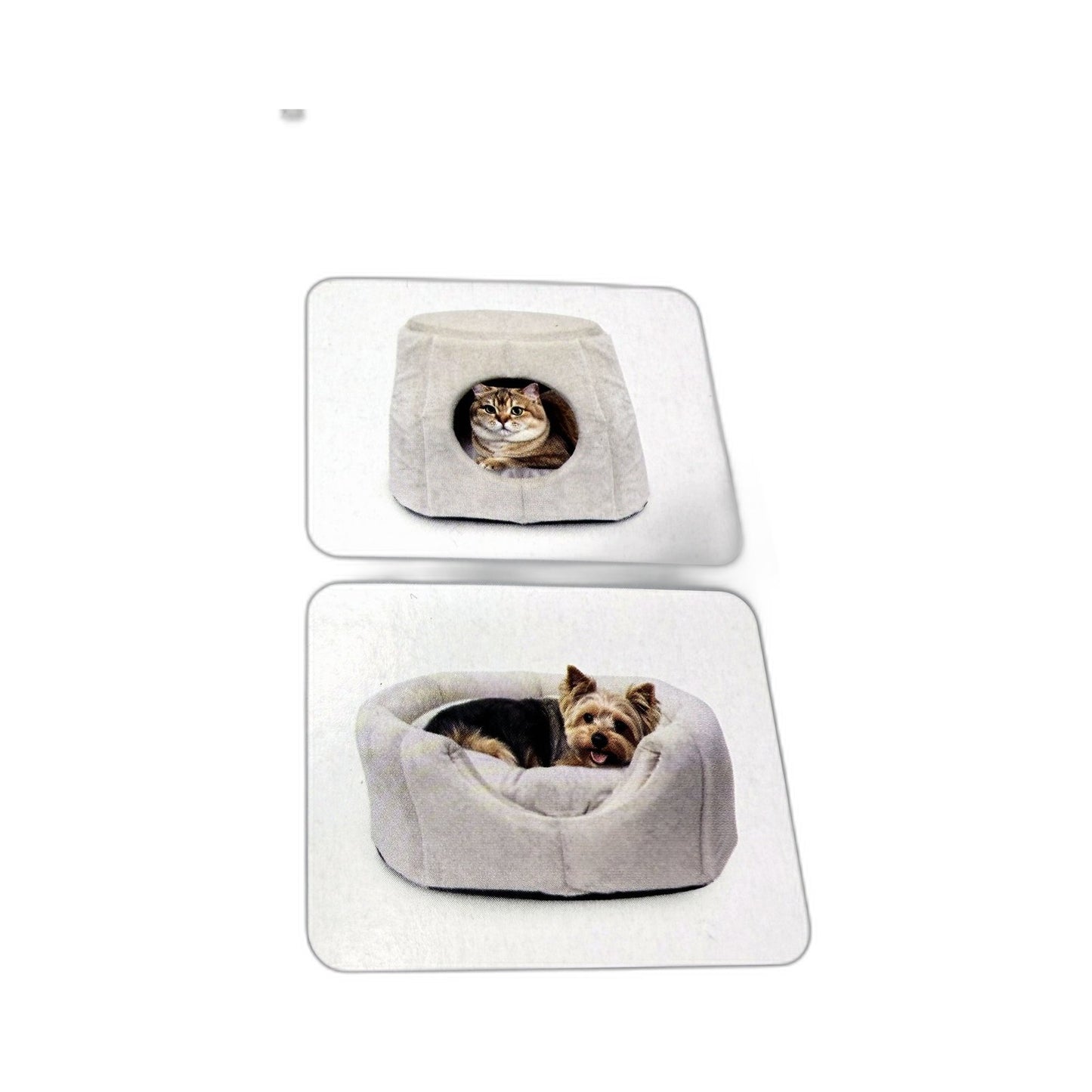 Reversible 2-in-1 Plush Pet Bed for Small Dogs & Cats Beige 40 x 39cm NEW