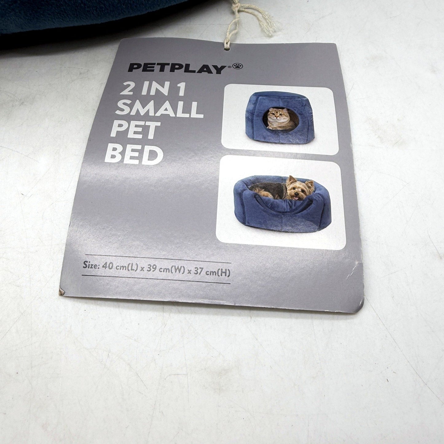 Reversible 2 in 1 Plush Pet Bed for Cats & Small Dogs, Blue NEW