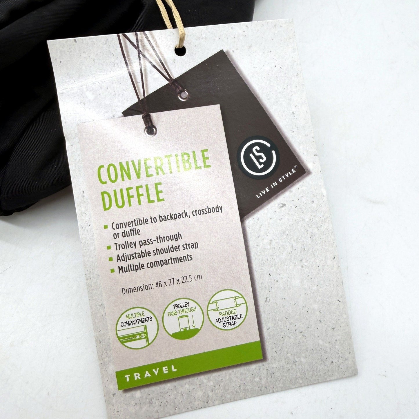 Convertible Duffle Bag Backpack Travel Adjustable Strap Multiple 48cm x 27cm NEW