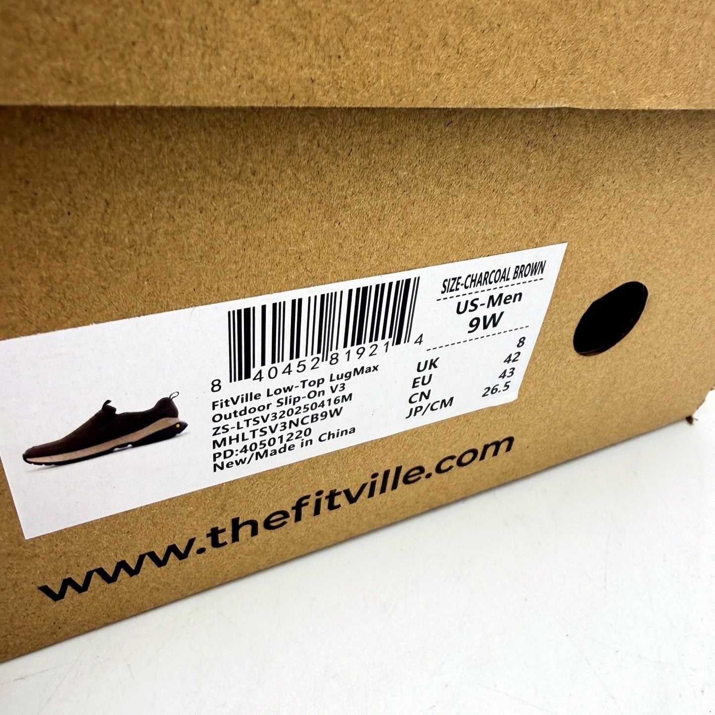 FitVille Mens Outdoor Slip-On Shoes with Lugged Sole Brown WIDE FIT US 9 NEW