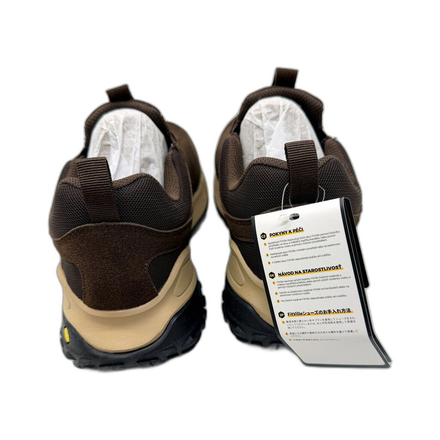 FitVille Mens Outdoor Slip-On Shoes with Lugged Sole Brown WIDE FIT US 9 NEW