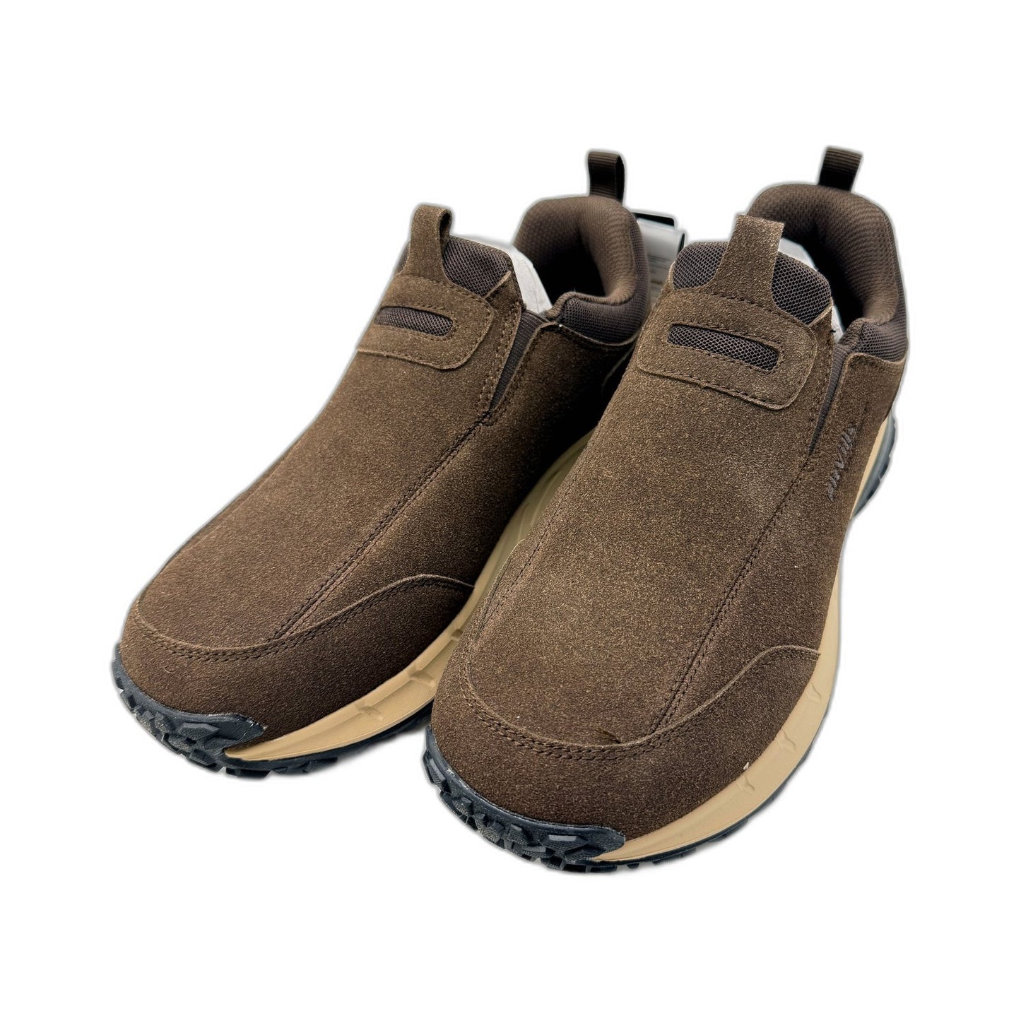 FitVille Mens Outdoor Slip-On Shoes with Lugged Sole Brown WIDE FIT US 9 NEW