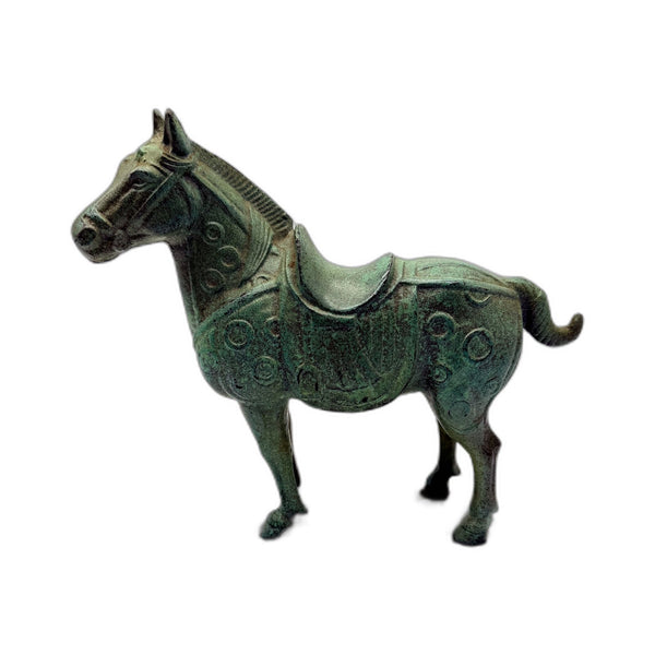 VINTAGE Green Painted Cast Iron Horse Figurine Decorative Home Decor Statue