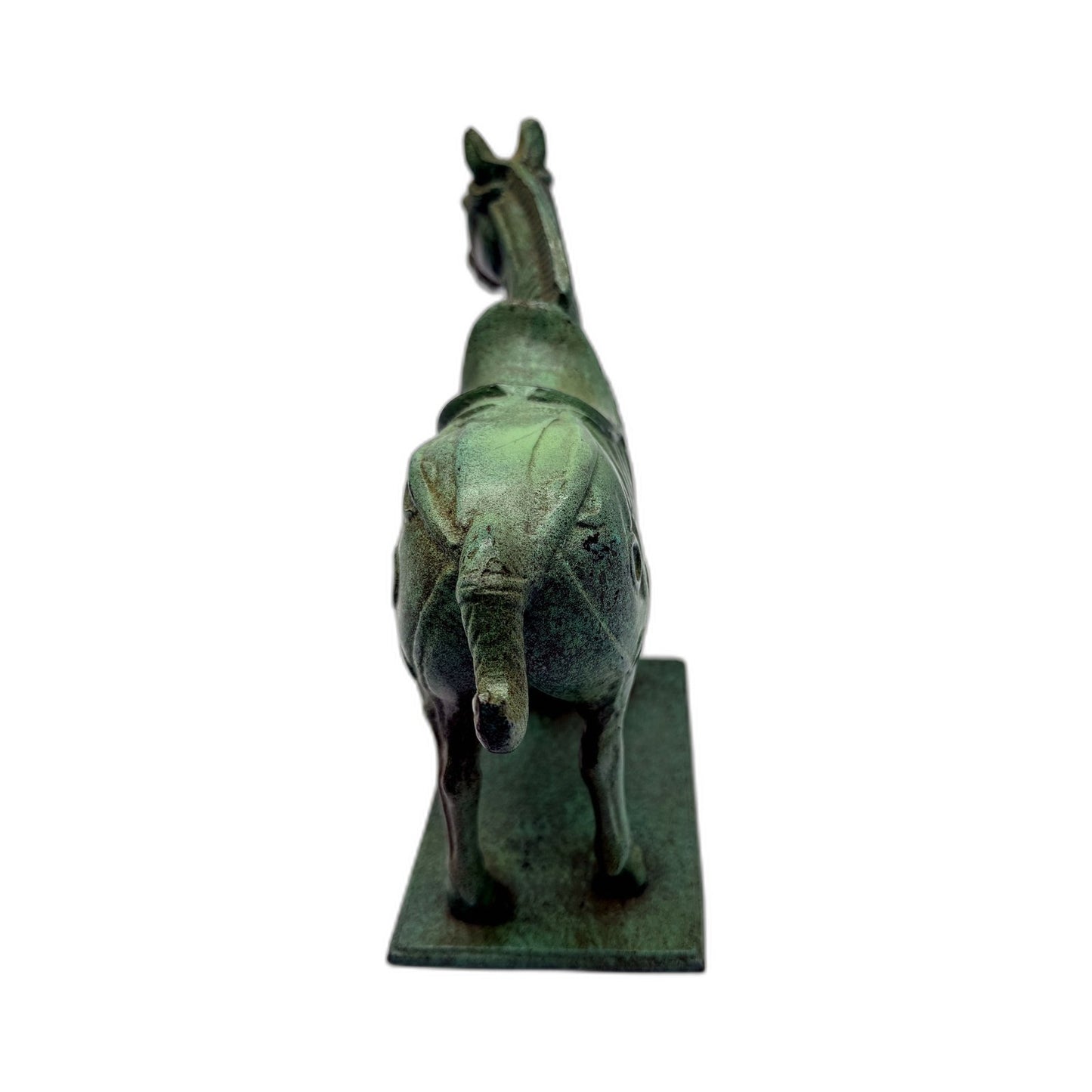 VINTAGE Green Painted Cast Iron Horse Figurine Decorative Home Decor Statue