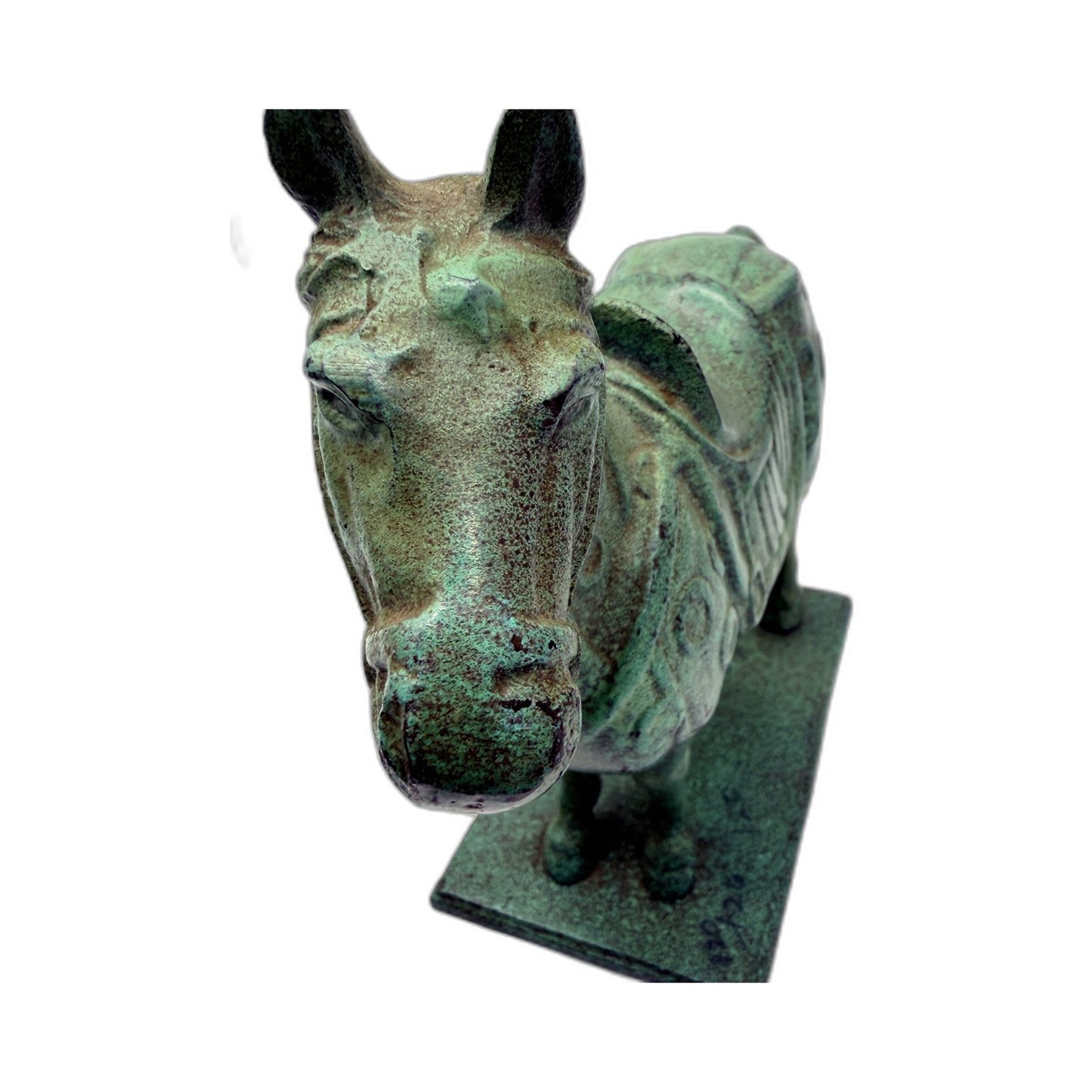 VINTAGE Green Painted Cast Iron Horse Figurine Decorative Home Decor Statue