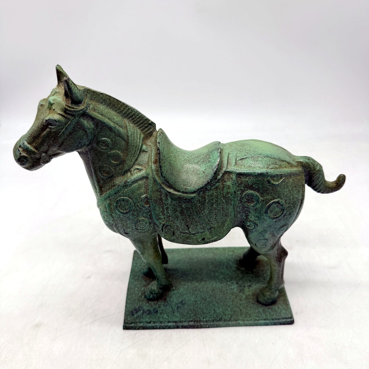 VINTAGE Green Painted Cast Iron Horse Figurine Decorative Home Decor Statue