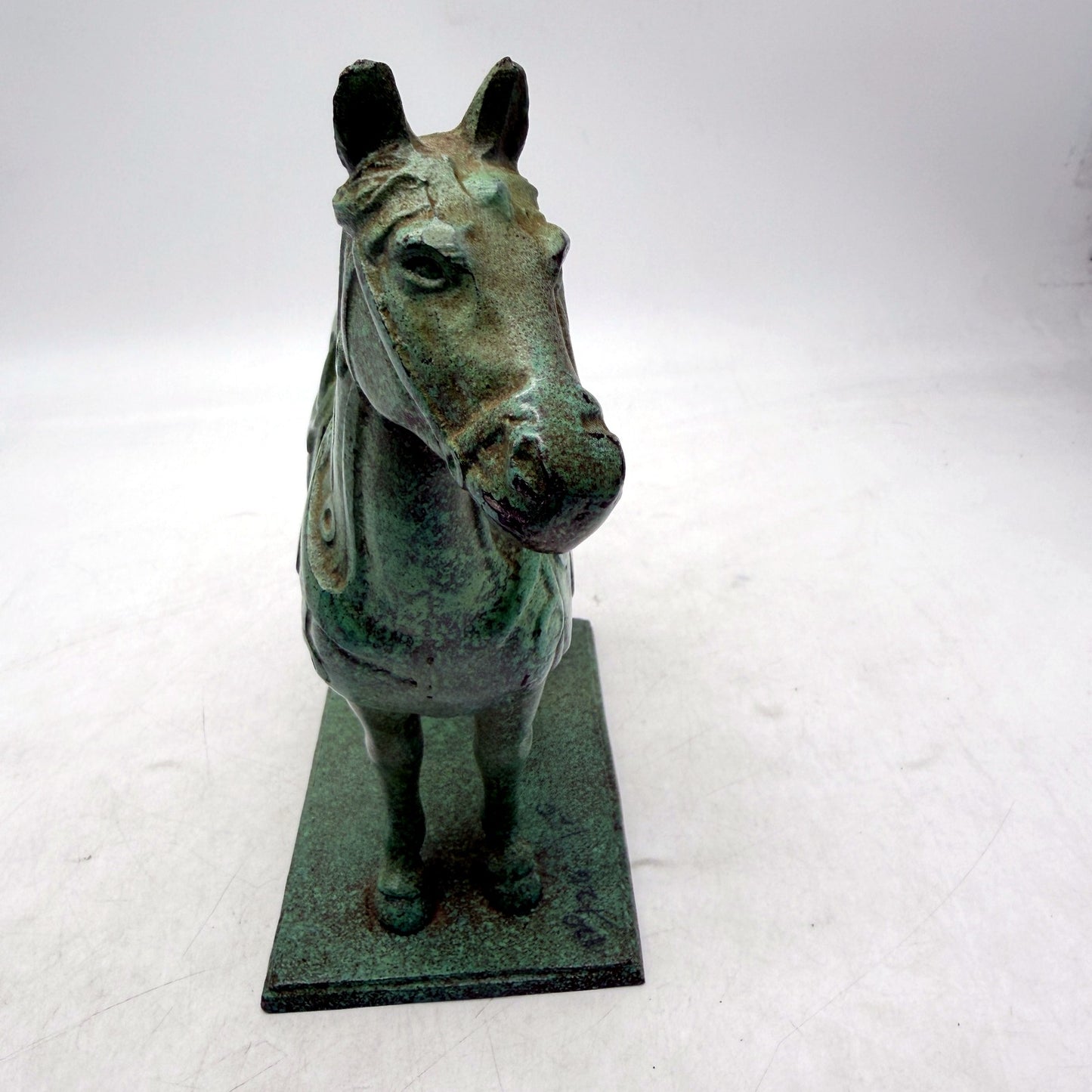 VINTAGE Green Painted Cast Iron Horse Figurine Decorative Home Decor Statue