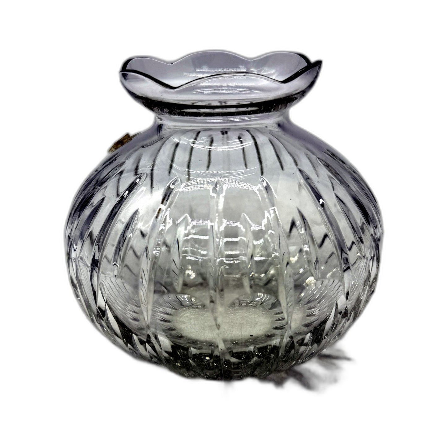 VINTAGE Made In Hungry Clear Glass Decorative Round Crystal Vase