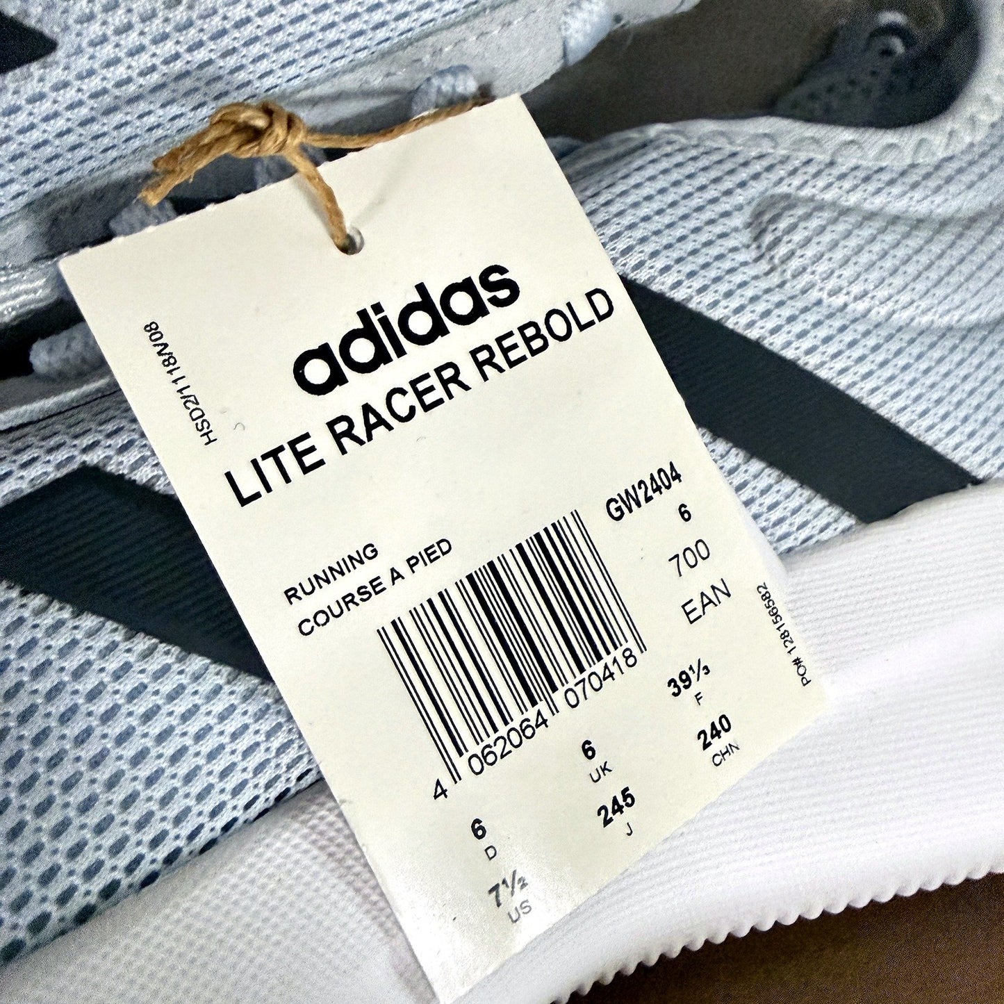 adidas Womens Lite Racer Rebold Cushioned Light Blue Running Shoes US 7.5 NEW