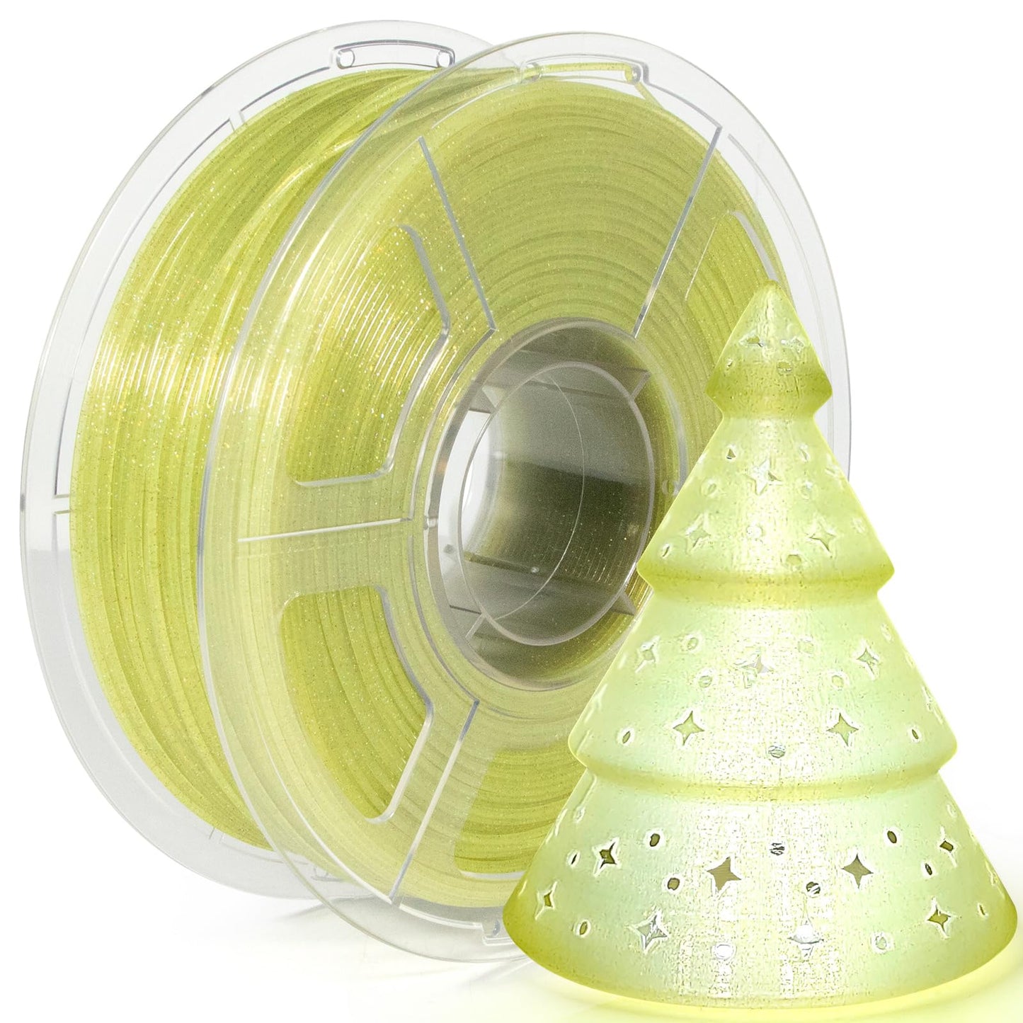 iSANMATE Transparent Glitter PLA Filament 1.75mm for 3D Printing, Yellow NEW