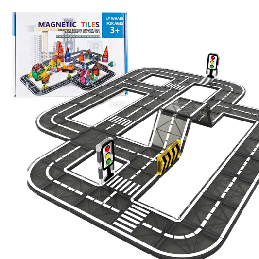 LY WHALE Magnetic Building Blocks 41PCS Multicolored Plastic Tiles Road Set NEW