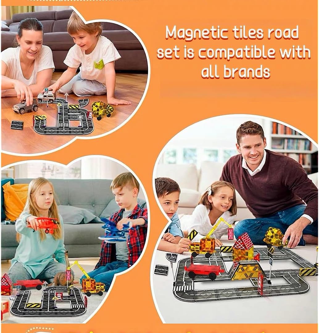 LY WHALE Magnetic Building Blocks 41PCS Multicolored Plastic Tiles Road Set NEW