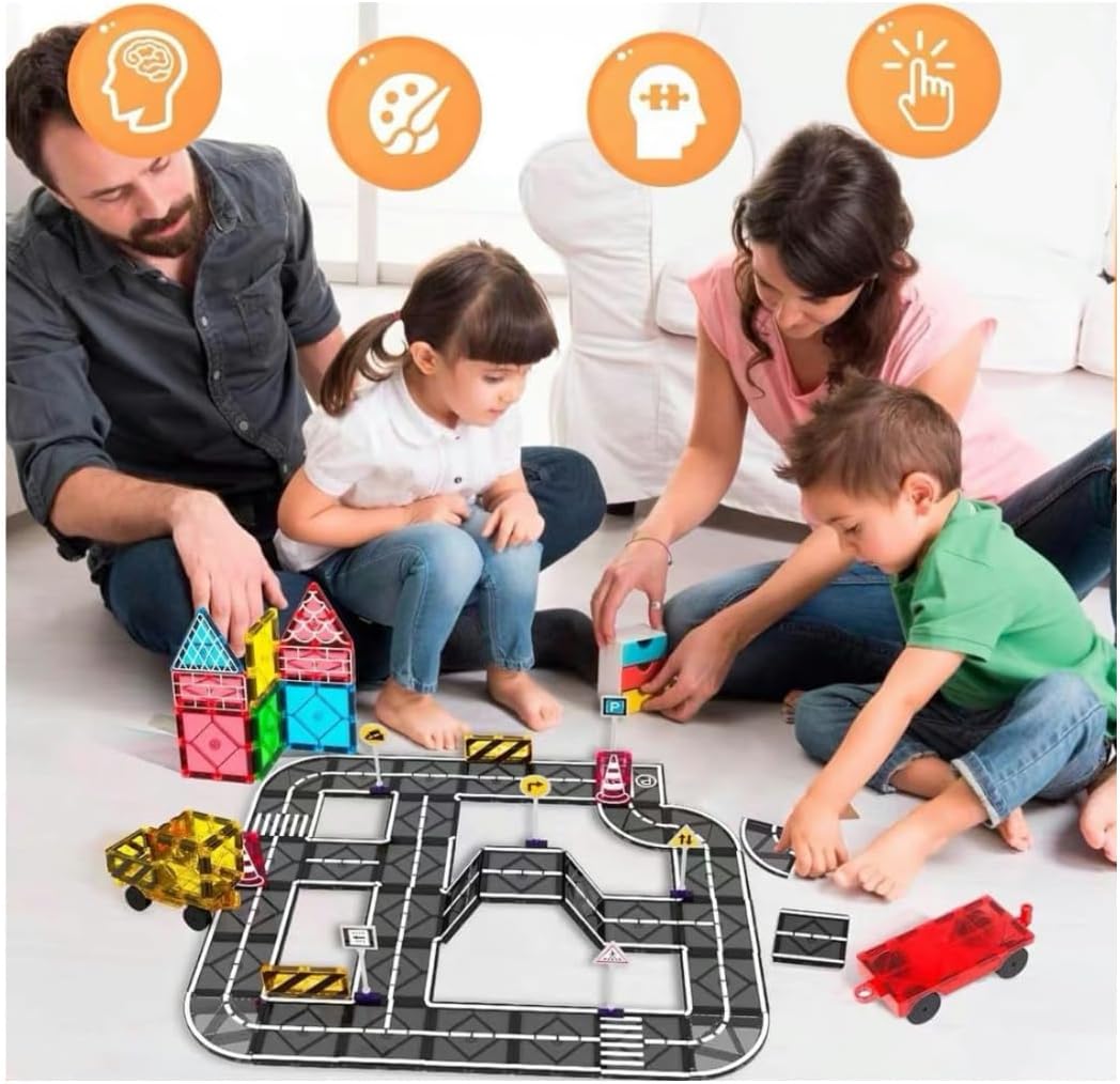 LY WHALE Magnetic Building Blocks 41PCS Multicolored Plastic Tiles Road Set NEW