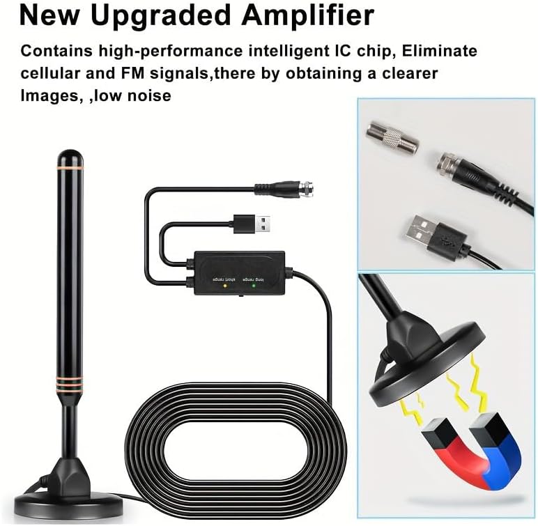ADTZYLD Long TV Antennas Range Indoor 4K/1080p HDTV Antenna Magnetic Base NEW