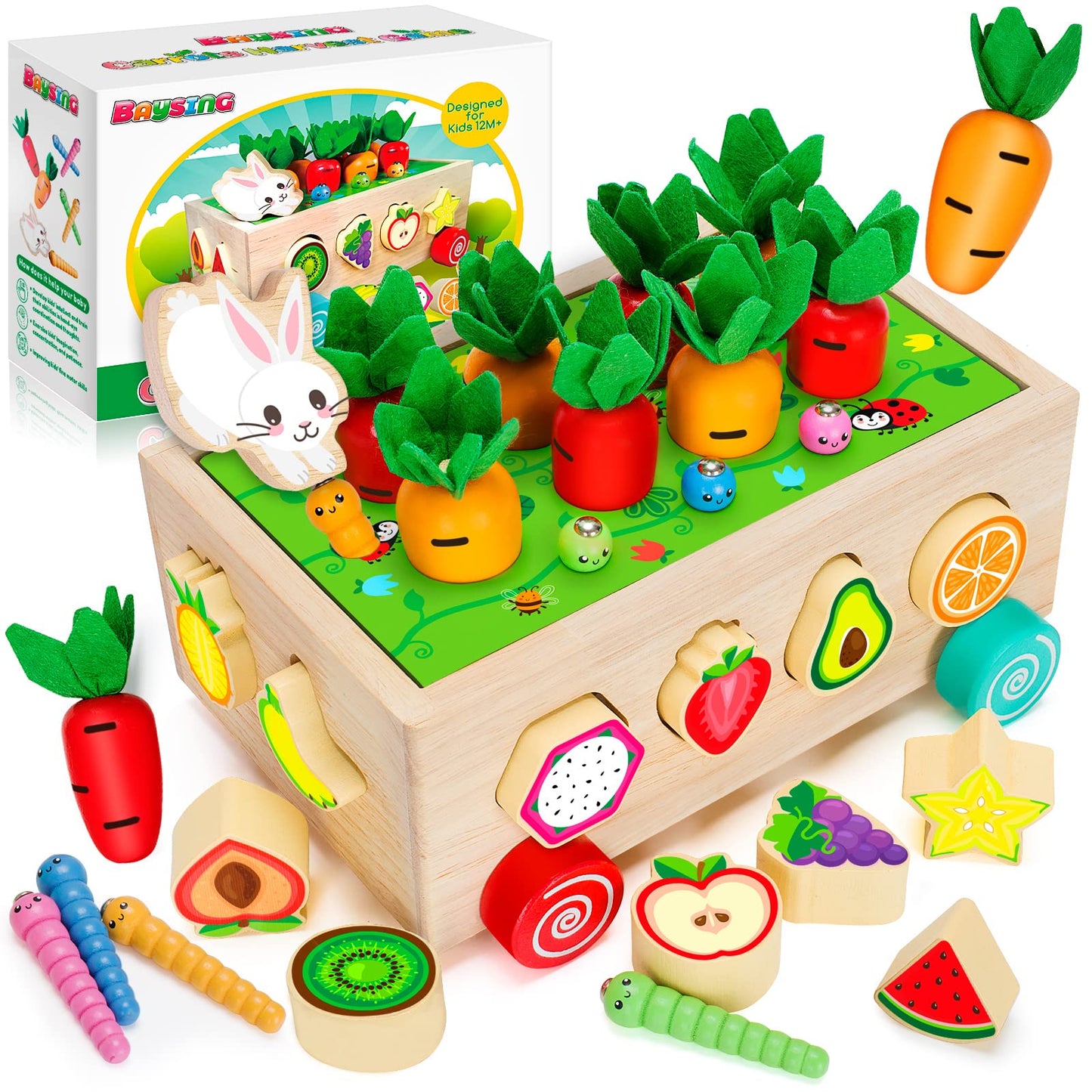 BAYSING Montessori Sorting & Stacking Toys in Vibrant Colors Ages 12Month + NEW