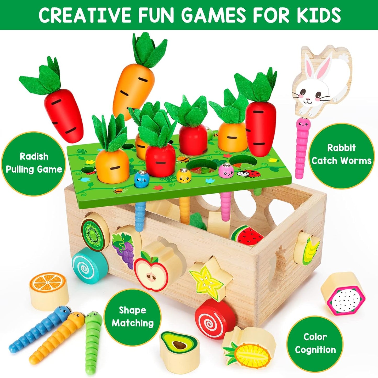 BAYSING Montessori Sorting & Stacking Toys in Vibrant Colors Ages 12Month + NEW