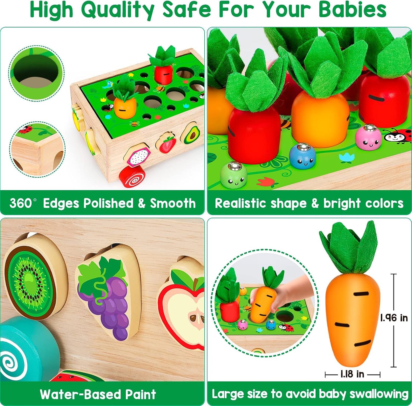 BAYSING Montessori Sorting & Stacking Toys in Vibrant Colors Ages 12Month + NEW