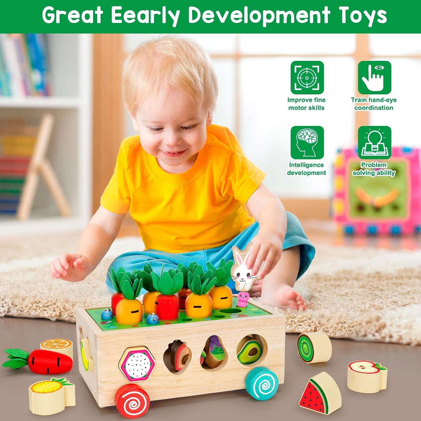 BAYSING Montessori Sorting & Stacking Toys in Vibrant Colors Ages 12Month + NEW