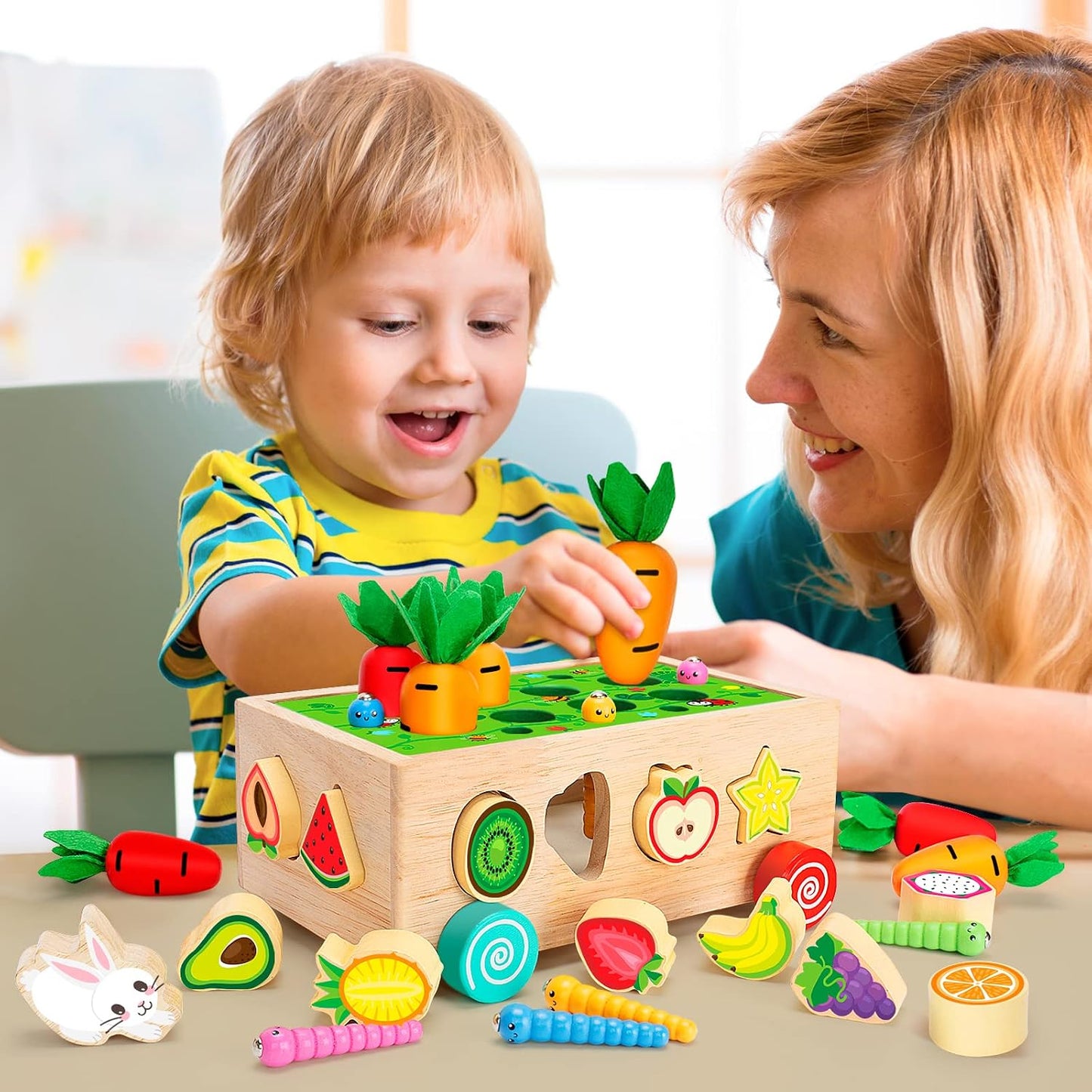 BAYSING Montessori Sorting & Stacking Toys in Vibrant Colors Ages 12Month + NEW