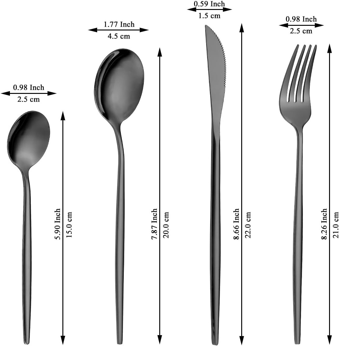 Berglander 48-Piece Black Titanium Plated Stainless Steel Cutlery Set NEW