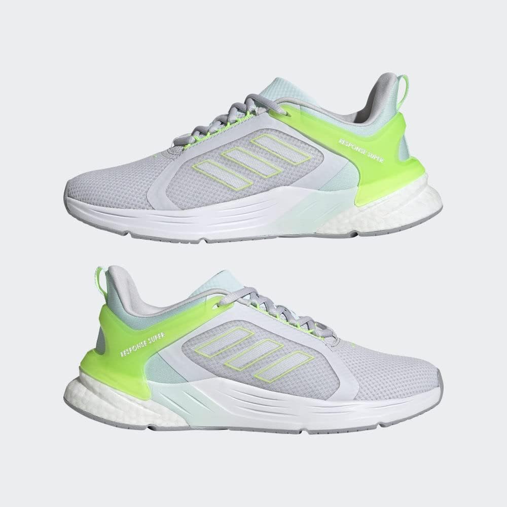adidas Response Super 2.0 Road Running Shoes Dash Grey Neon Green Women US 9 NEW