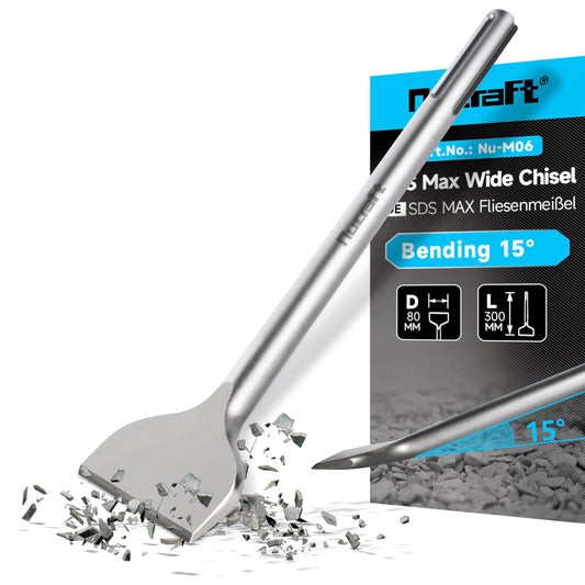 Nucraft Wide Tile Chisel Spatula, 300 x 80mm, Durable Drill Accessory 30x8cm NEW