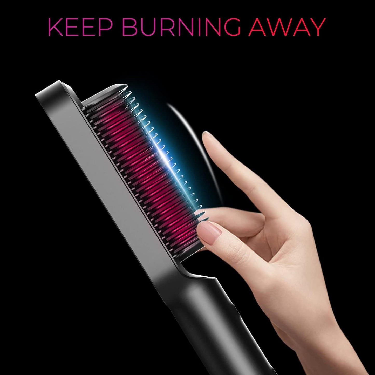 TYMO Hair Straightener Brush with Built-in Comb Fast Heating Grey 1 Count NEW