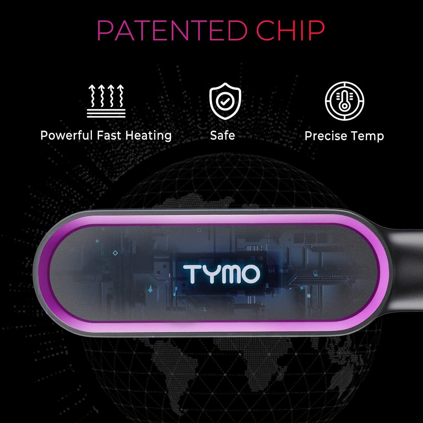 TYMO Hair Straightener Brush with Built-in Comb Fast Heating Grey 1 Count NEW