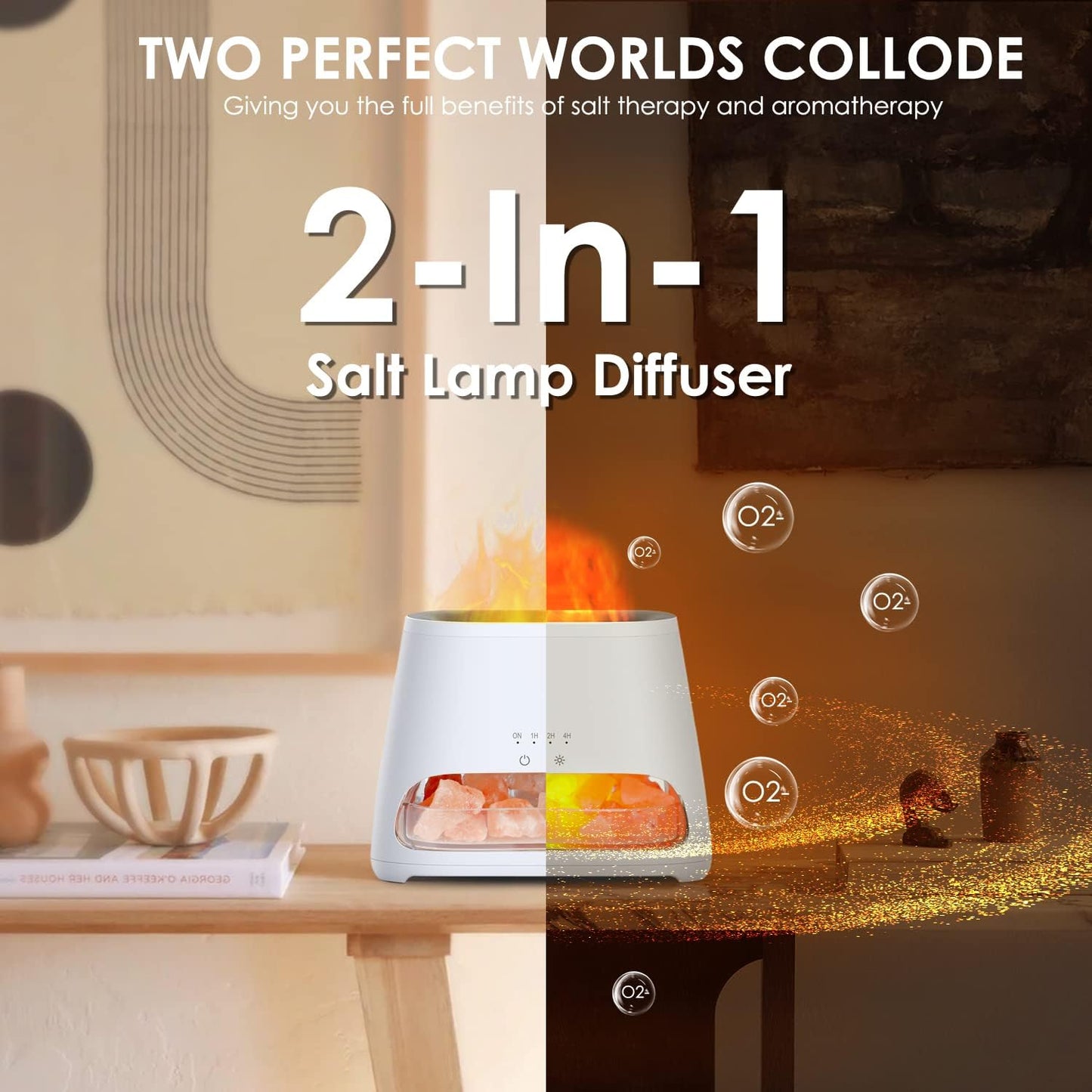 SALKING 2-in-1 Ultrasonic Essential Oil Diffuser and Himalayan Salt Lamp NEW