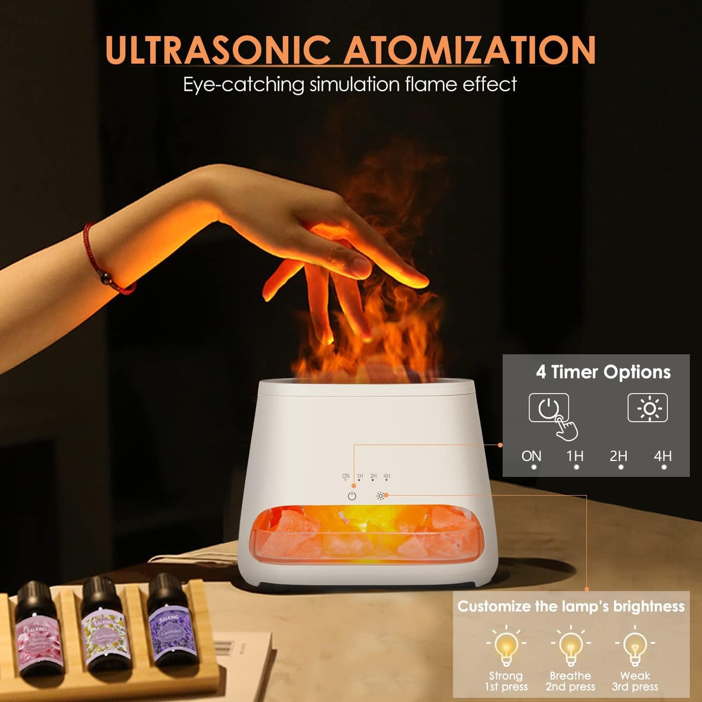 SALKING 2-in-1 Ultrasonic Essential Oil Diffuser and Himalayan Salt Lamp NEW