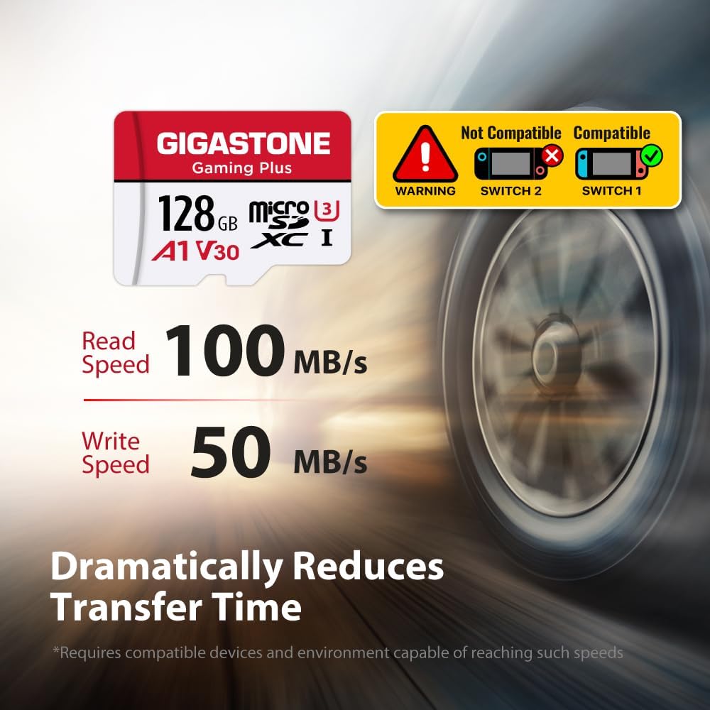 Gigastone 128GB Micro SD Card for Gaming, High-Speed SDXC Memory