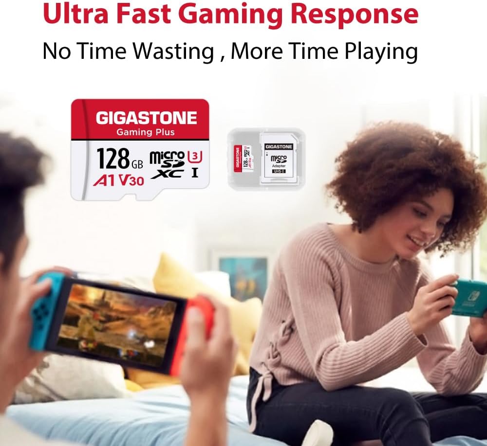 Gigastone 128GB Micro SD Card for Gaming, High-Speed SDXC Memory
