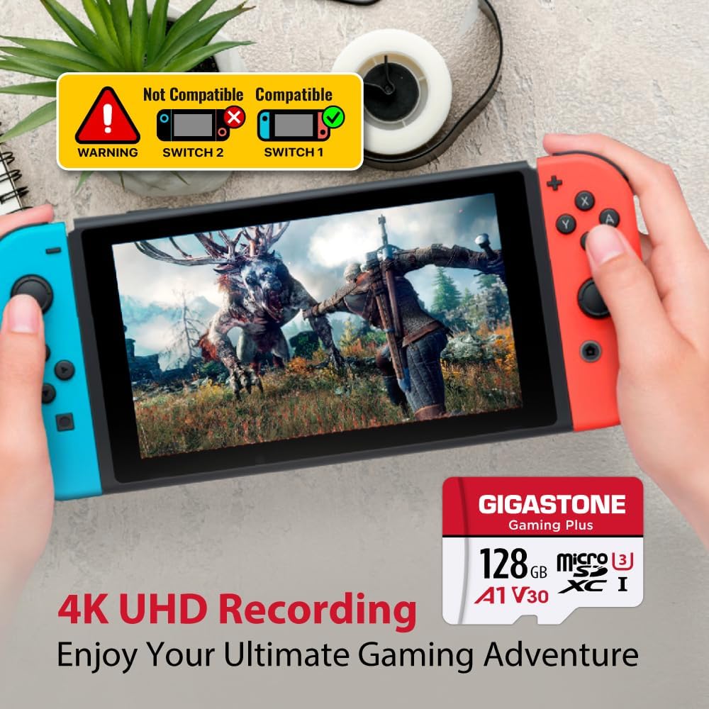 Gigastone 128GB Micro SD Card for Gaming, High-Speed SDXC Memory